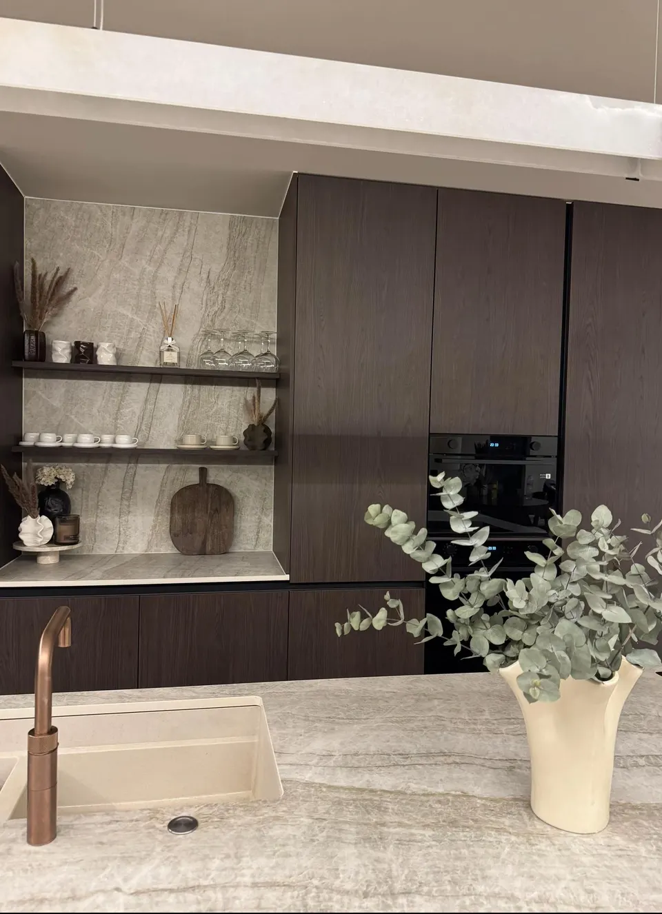 kitchen dark shelves