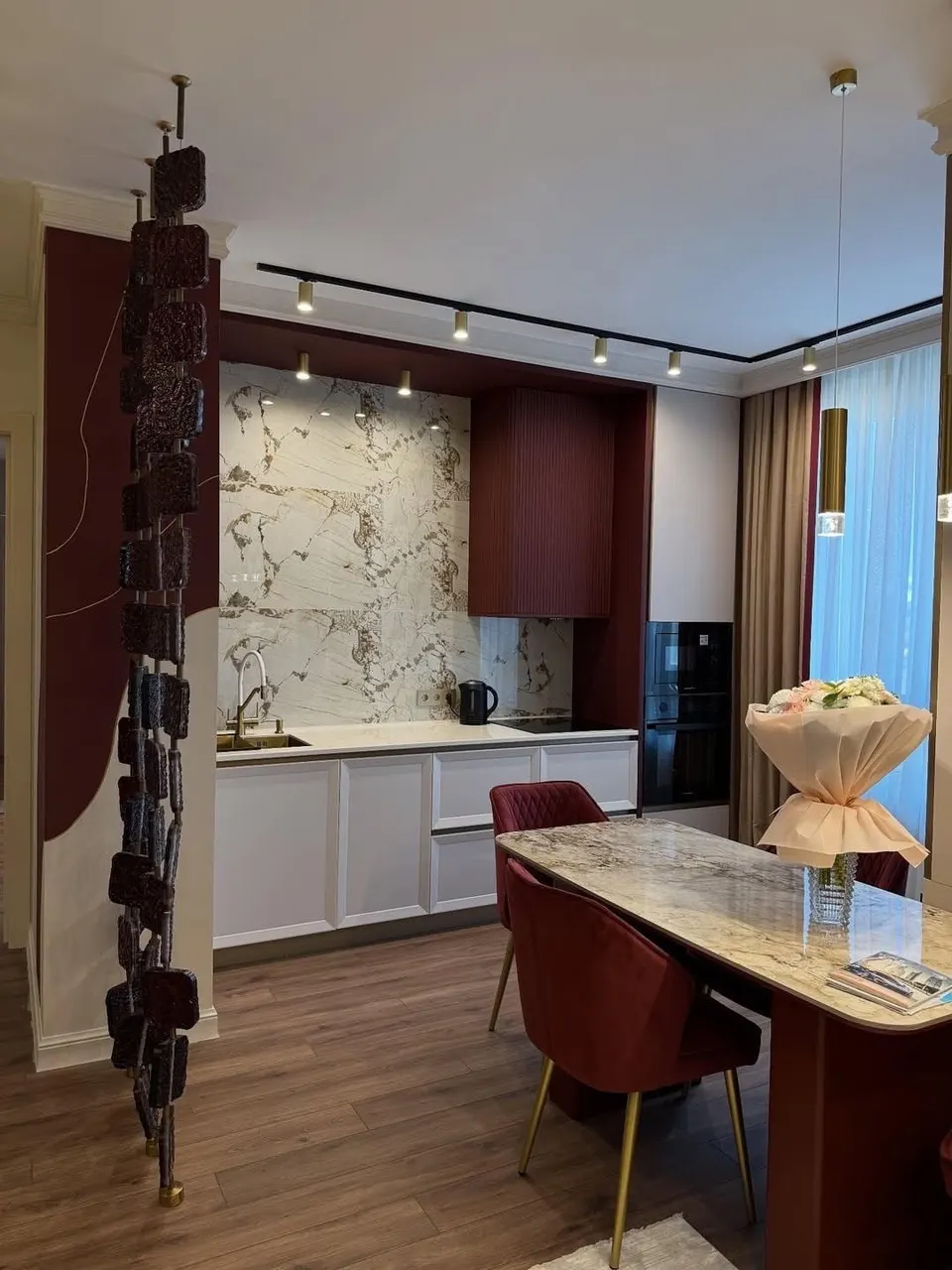 kitchen marble red